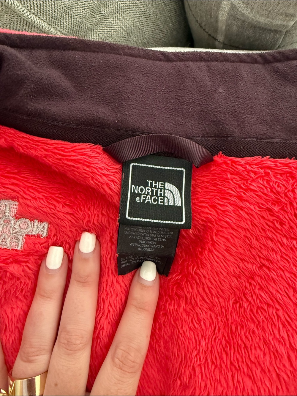 The North Face Bright Coral Red Plush Fleece Jacket